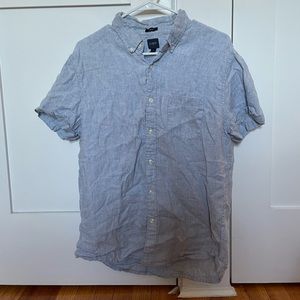 Men’s linen blend J Crew button down shirt sleeve shirt